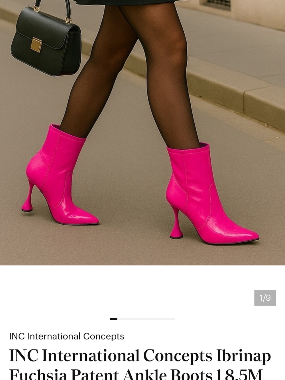 INC International Concepts Hot Pink Patent Pointed Ankle Boots